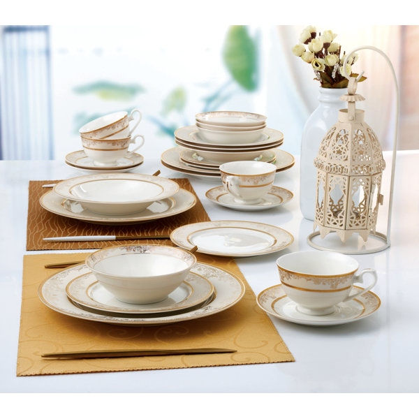 Lorren Home Trends Bone China Dinnerware Set of 24 Wayfair Canada